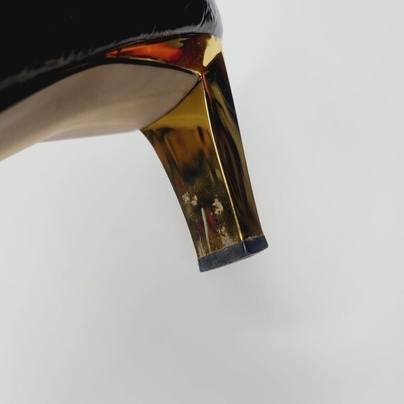 Vintage 90s J. Renee Bronze Metallic Block Heel Square Pointy Toe Heels size 8 - Picture 14 of 15